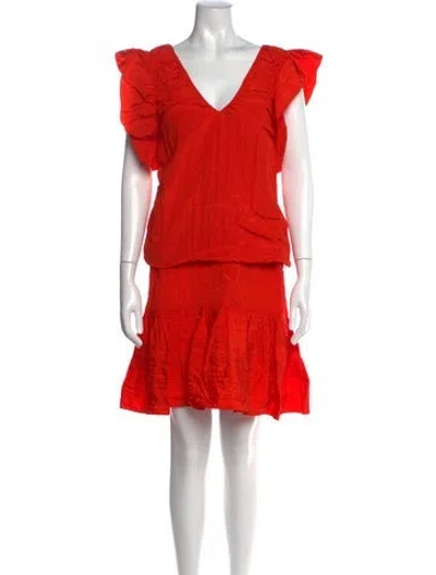 Pre-owned Victoria Beckham V-neck Mini Dress In Orange