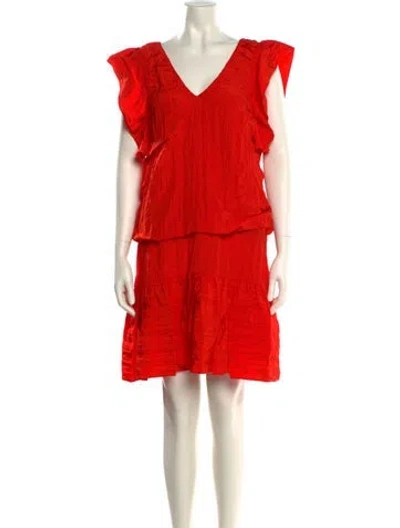 Pre-owned Victoria Beckham V-neck Mini Dress In Red