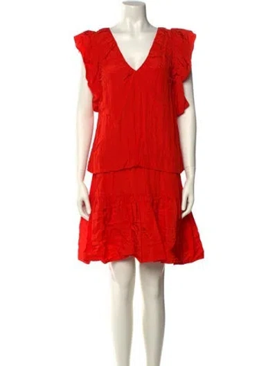 Pre-owned Victoria Beckham V-neck Mini Dress In Red
