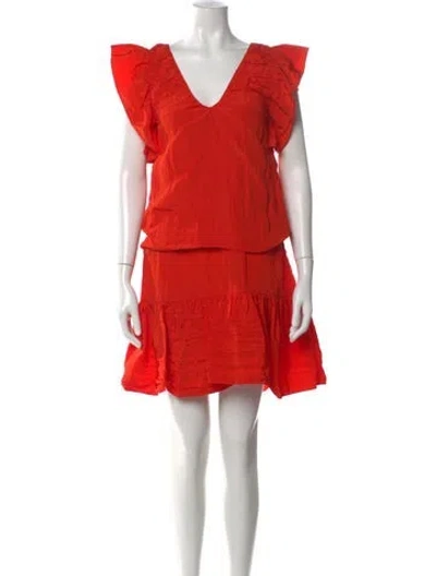 Pre-owned Victoria Beckham V-neck Mini Dress In Red