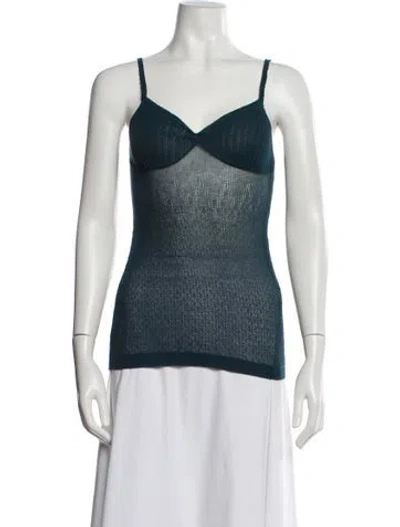 Pre-owned Victoria Beckham V-neck Sleeveless Top In Blue