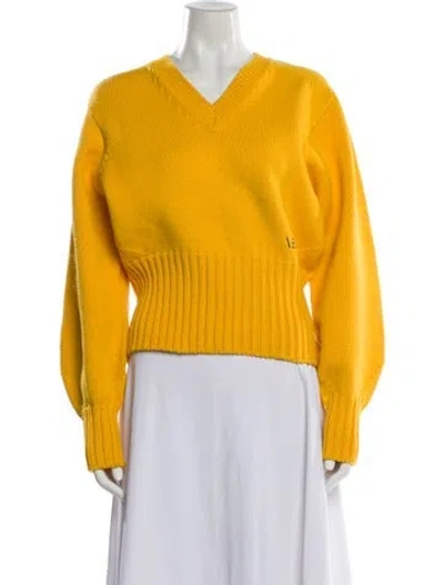 Pre-owned Victoria Beckham V-neck Sweater In Yellow