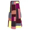 Victoria Beckham Vvb Color Block Midi Skirt In Multicolor Wool In Multi