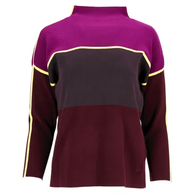 Victoria Beckham Vvb Color Block Mockneck Sweater In Multicolor Wool