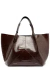 Victoria Beckham W11 Crocodile-effect Leather Tote In Dark Brown