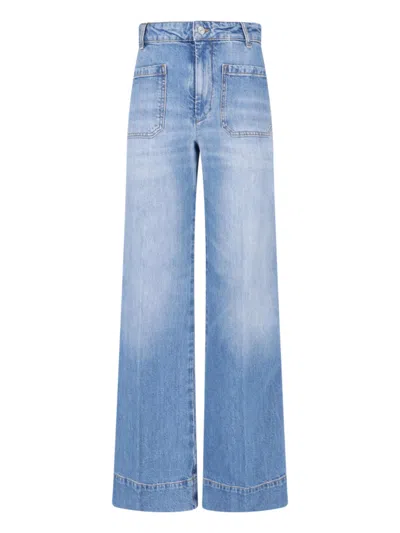 Victoria Beckham Washed Denim Jeans For Women In Blue