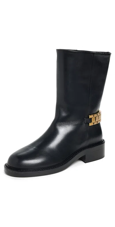 Victoria Beckham Watch Chain Mid Calf Boots Black