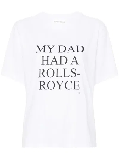 Victoria Beckham Womens White My Dad Had A Rolls-royce Cotton-jersey T-shirt Xl