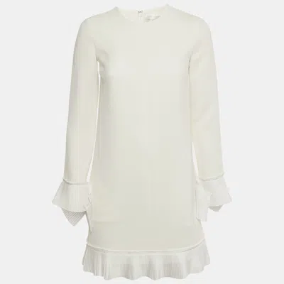 Victoria Beckham White Crepe Plisse Mini Dress