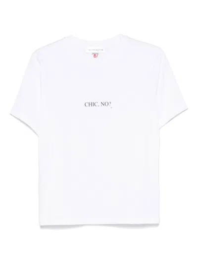 VICTORIA BECKHAM WHITE CREWNECK LOGO T-SHIRT