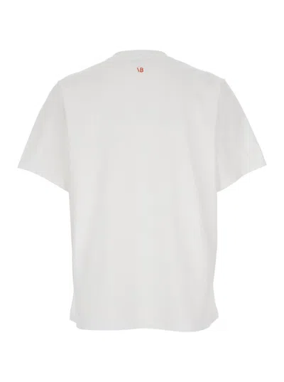 VICTORIA BECKHAM WHITE CREWNECK T-SHIRT WITH SLOGAN PRINT ON THE FRONT IN COTTON WOMAN