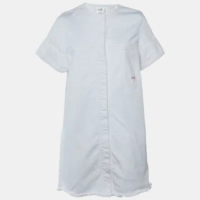 Victoria Beckham White Denim Button Front Mini Dress