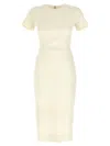 Victoria Beckham Fitted Double Crepe T-shirt Dress In White
