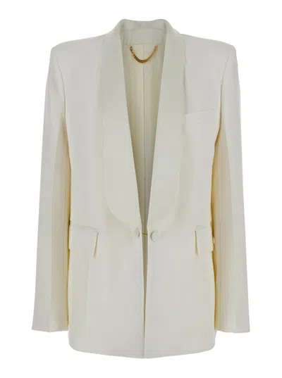 Victoria Beckham White Jacket With Shawl Collar In Fabric Woman