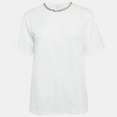 Pre-owned Victoria Beckham White Jersey Chain Detail T-shirt Xs