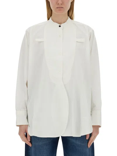 Victoria Beckham White Regular Solid Shirt In Red