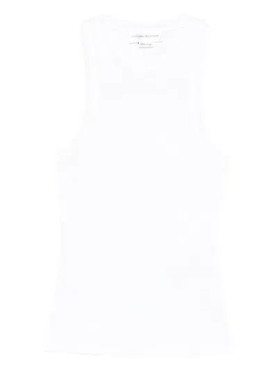 Victoria Beckham White Ribbed Tank Top