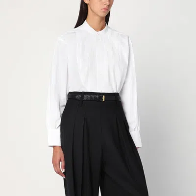 Victoria Beckham Organic Cotton Shirt Pleated Detail In White
