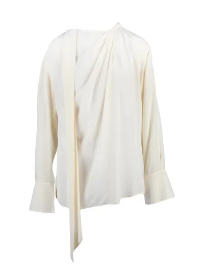 Victoria Beckham White Silk Women Blouse In Animal Print