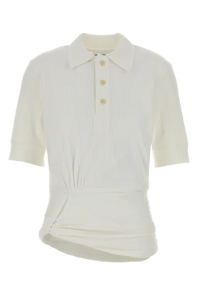 Victoria Beckham White Stretch Cotton Polo Shirt