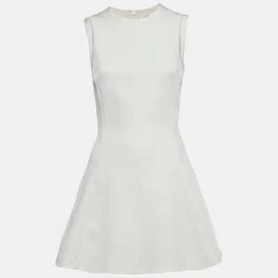 Victoria Beckham White Stretch Knit Flared Mini Dress