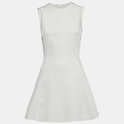 Pre-owned Victoria Beckham White Stretch Knit Flared Mini Dress S