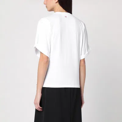 Victoria Beckham White Crewneck T-shirt With Slogan Print On The Front In Cotton Woman