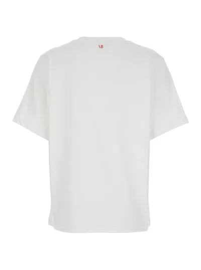 Victoria Beckham White Crewneck T-shirt With Slogan Print On The Front In Cotton Woman