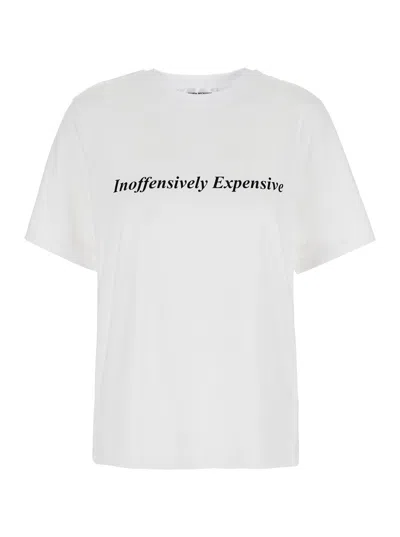 Victoria Beckham White T-shirt With Slogan Lettering On The Front In Cotton Woman