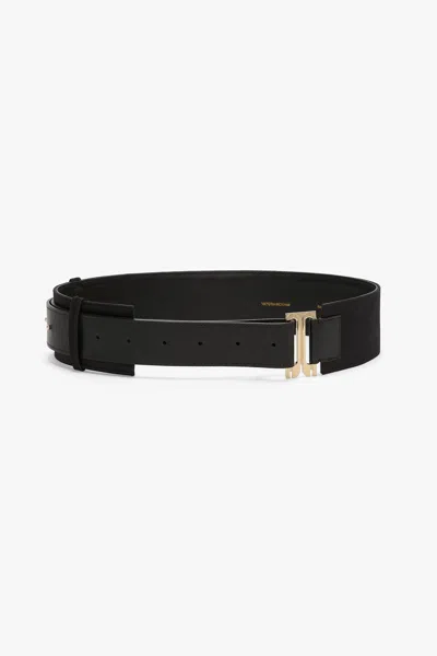Victoria Beckham Dorian Wide Leather Tuxedo Belt In Black