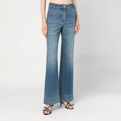 VICTORIA BECKHAM WIDE JEANS IN FADED BLUE