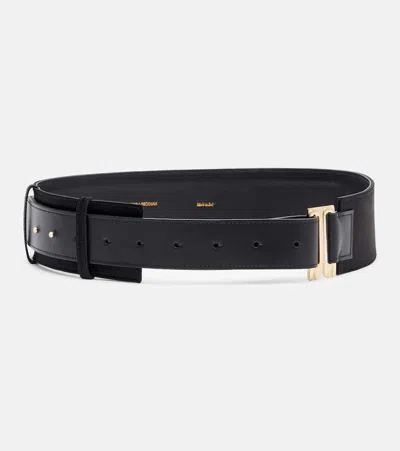 Victoria Beckham Wide Leather Belt In Black
