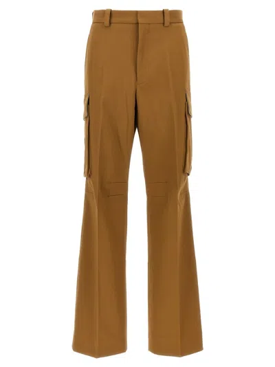 VICTORIA BECKHAM WIDE LEG BROWN COTTON CARGO PANTS