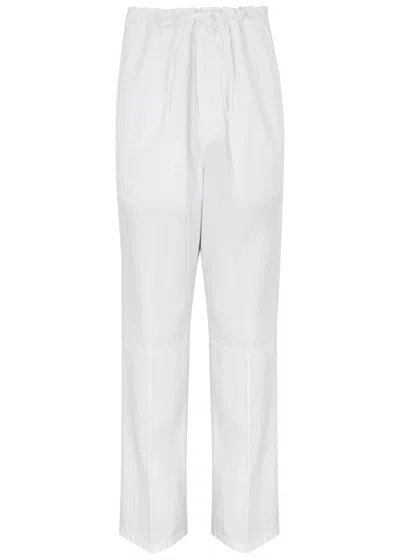 Victoria Beckham Wide-leg Cotton Trousers In White