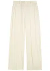 Victoria Beckham Wide-leg Crepe De Chine Trousers In Neutral