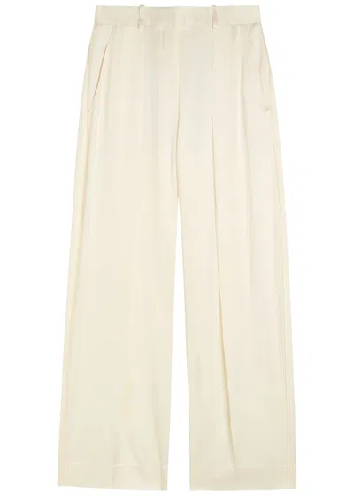 Victoria Beckham Wide-leg Crepe De Chine Trousers In Neutral
