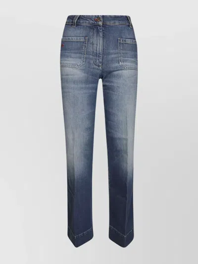 Victoria Beckham Wide Leg Jeans Faded Wash In Blue