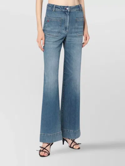 VICTORIA BECKHAM WIDE-LEG JEANS WITH CONTRAST STITCHING AND POCKETS