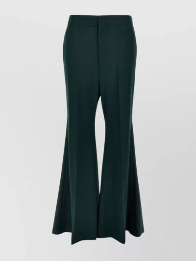 Victoria Beckham Wide Leg Kick Pants In Dark Green