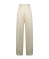 Victoria Beckham Wide-leg Pleated Pants In Neutral