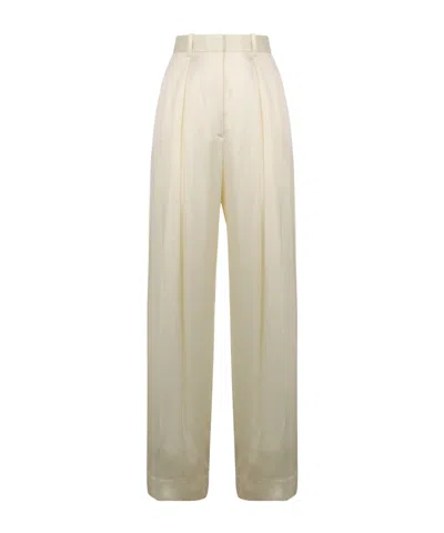Victoria Beckham Wide-leg Pleated Pants In Neutral