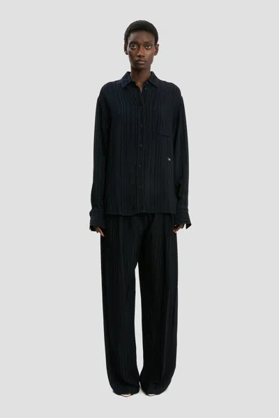 Victoria Beckham Wide Leg Trouser In Navy In Blue