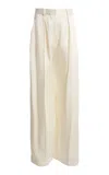 Victoria Beckham Wide Leg Trouser In Ivory