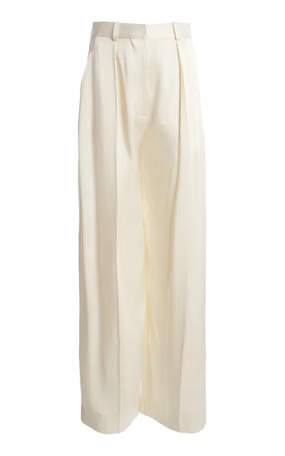 Victoria Beckham Wide Leg Trouser In Ivory