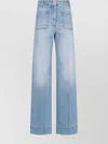 Victoria Beckham Wide-leg Trousers With Pockets And Belt Loops In Blue