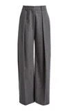 Victoria Beckham Wide Leg  Wool Trouser In Grey