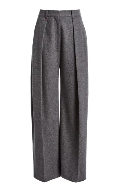 Victoria Beckham Wide Leg  Wool Trouser In Grey