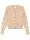 Victoria Beckham Wide-ribbed Cardigan In Neutrals