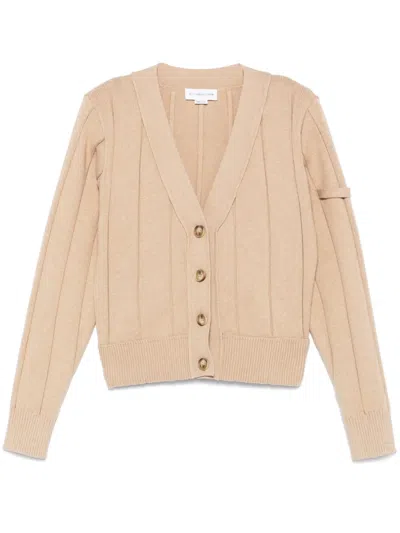Victoria Beckham Wide-ribbed Cardigan In Beige
