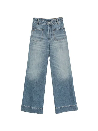 Victoria Beckham Wide-leg Jeans With Patch Pocket In Blue